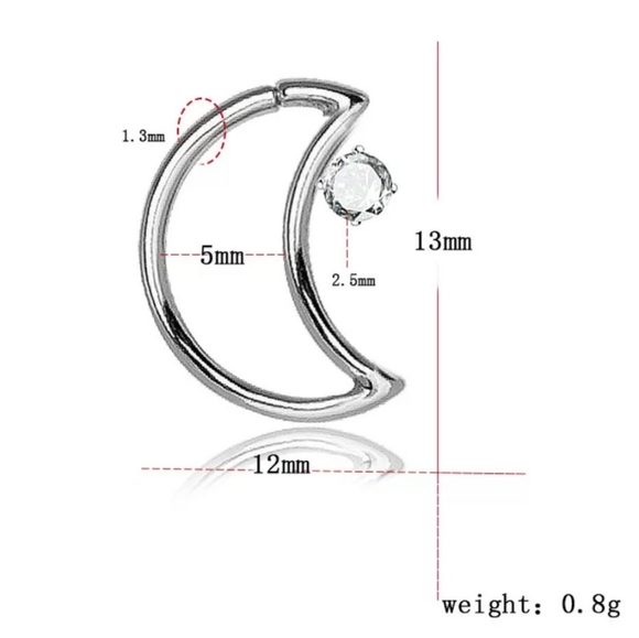 Moon shape segment Ring- silver - Picture 2 of 4